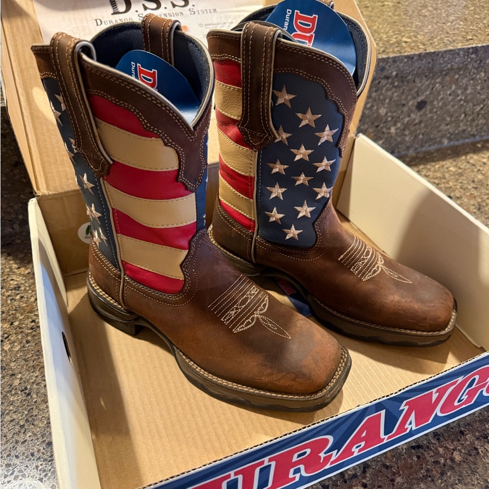 Durango Patriotic Leather Boots with Stars and Stripes